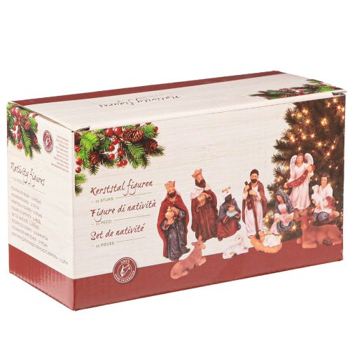 Artikel Nativity figurer set 11 färgglada figurer handmålade 3,5-9,5 cm