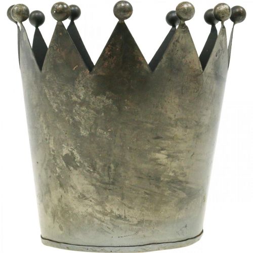 Artikel Deco krona antik utseende grå metall bordsdekoration Ø15cm H15cm
