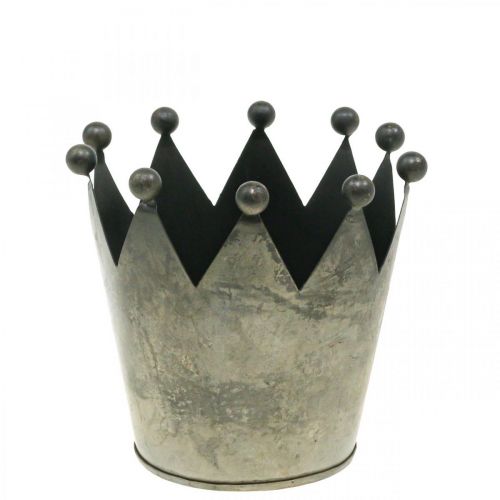 Deco krona antik utseende grå metall bordsdekoration Ø12,5cm H12cm