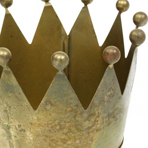 Floristik24 Deco krona antik mässing utseende metall bordsdekoration Ø14cm H9cm