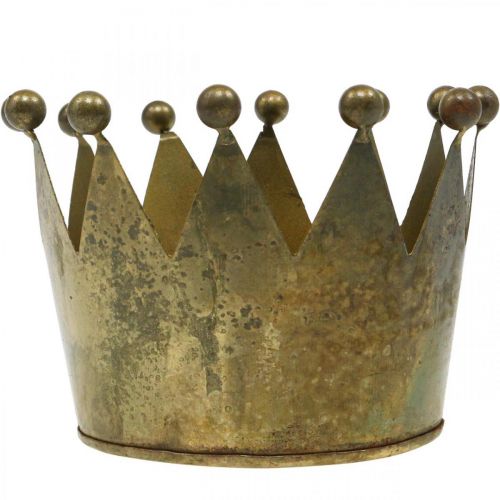 Floristik24 Deco krona antik mässing utseende metall bordsdekoration Ø14cm H9cm