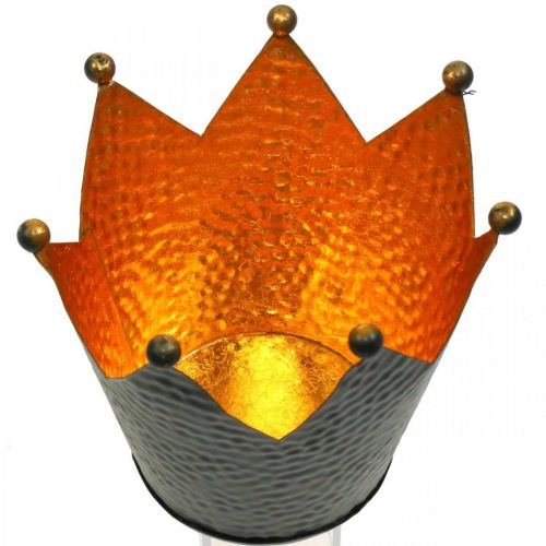Artikel Värmeljushållare krona svart guld bordsdekoration metall H13,5cm