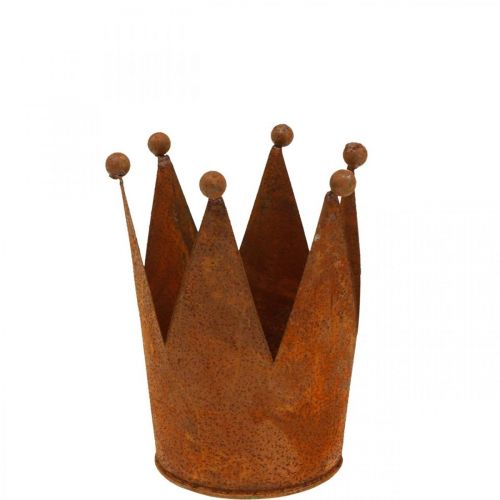 Floristik24 Krona av metall rostdekor för plantering patina Ø10,5cm H13,5cm