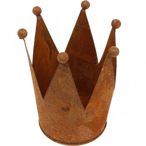 Floristik24 Krona av metall rostdekor för plantering patina Ø10,5cm H13,5cm
