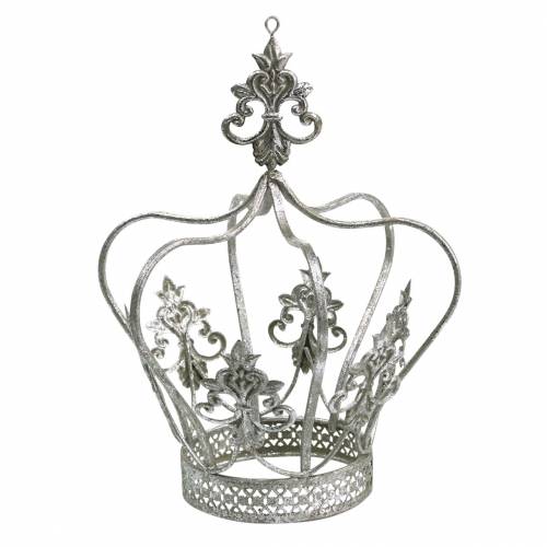 Floristik24 Dekorativ krona silvermetall Ø17,3cm H22,5cm