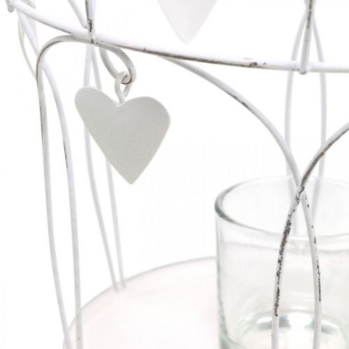 Artikel Krona med hjärtdekor, värmeljushållare, shabby chic vit Ø19cm H28,5cm