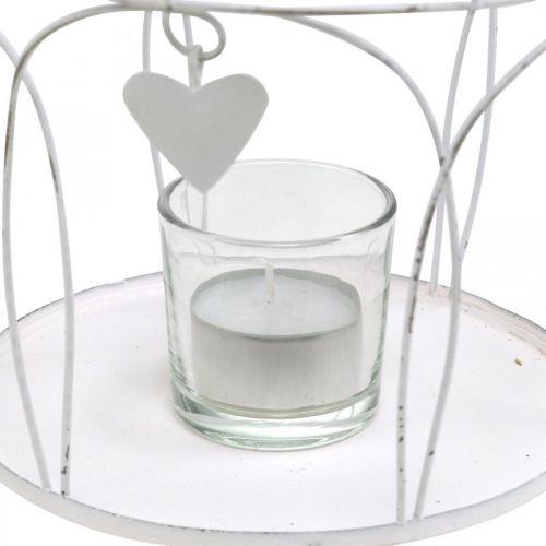 Artikel Krona med hjärtdekor, värmeljushållare, shabby chic vit Ø19cm H28,5cm