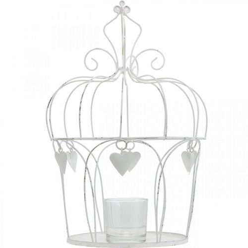 Artikel Krona med hjärtdekor, värmeljushållare, shabby chic vit Ø19cm H28,5cm