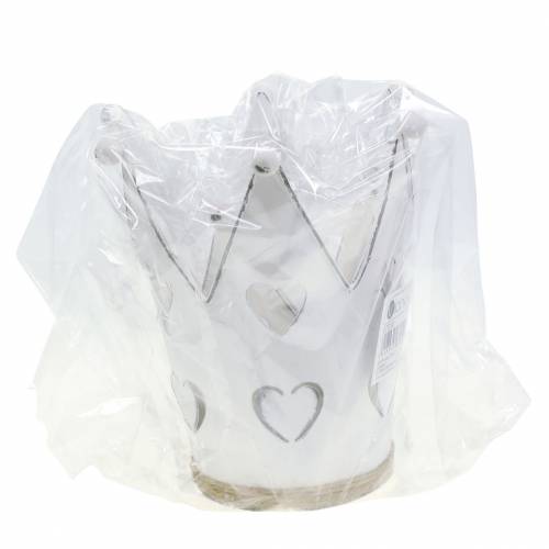 Floristik24 Zinkkruka kronhjärtan tvättade vita Ø12/14cm 2st