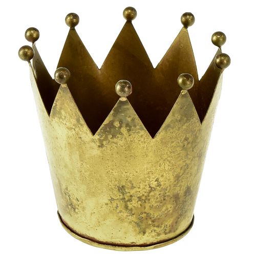 Dekorativ krona metall blomkruka mässing utseende Ø11cm H10cm