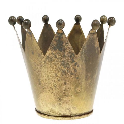 Artikel Crown värmeljushållare metall antik mässing utseende Ø12,5cm H11,5cm