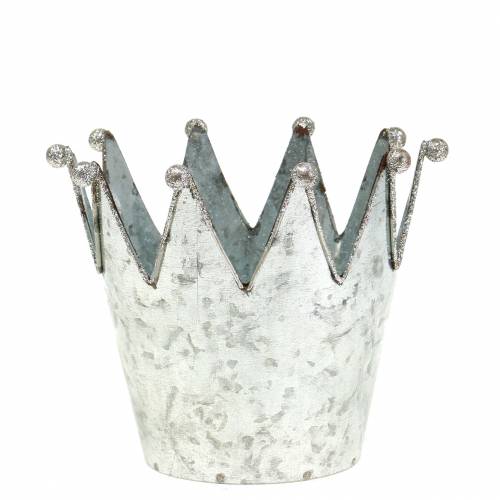 Floristik24 Dekorativ kruka krona metall silver Ø13,5cm H11,5cm 2st
