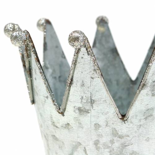 Floristik24 Dekorativ kruka krona metall silver Ø13,5cm H11,5cm 2st