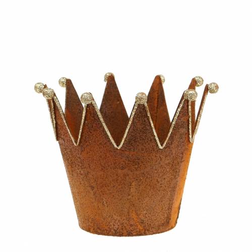 Floristik24 Dekorativ kruka krona rostfritt stål guld Ø13.5cm H11.5cm 2st
