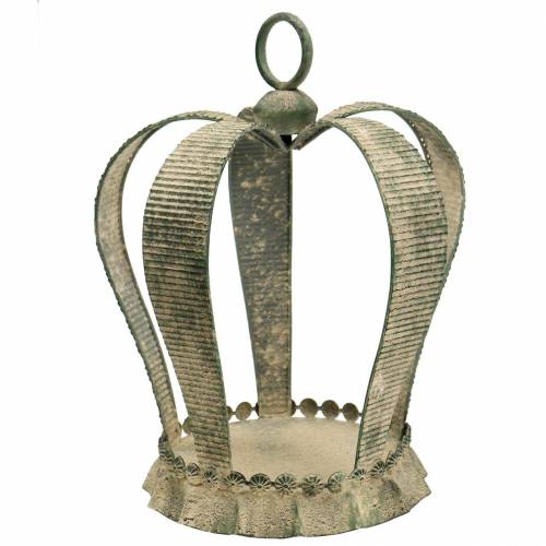 Floristik24 Dekorativ krona antik metall mossgrön, beige Ø28cm H36,5cm