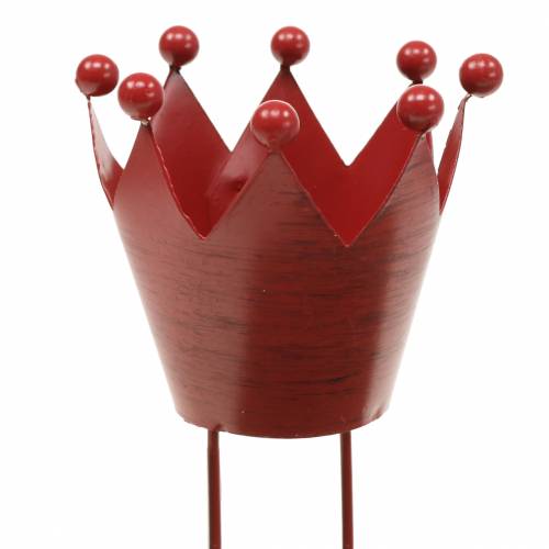 Floristik24 Ljusstake krona för att sticka röd Ø7,5cm H11cm