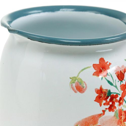 Floristik24 Dekorativ kanna med vilda rosor, emaljkanna, metallvas vintage look H12.5cm