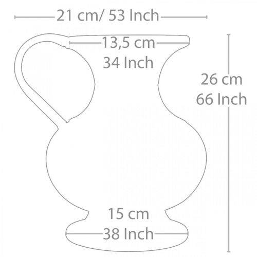 Floristik24 Dekokanna antik look vas vintage metall trädgårdsdekoration H26cm