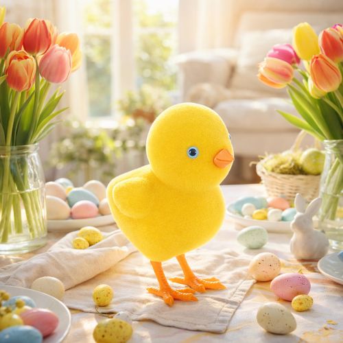 Artikel Kycklingdekoration till påsk, borddekoration, återanvändbar vardagsrumsdekoration, 16 cm, 2 stycken