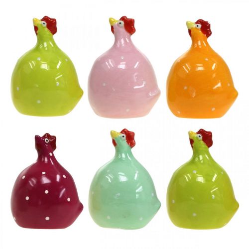 Floristik24 Dekorativ kyckling keramik dekorativ figur påsk färgglad assorterad H6cm 6 stycken