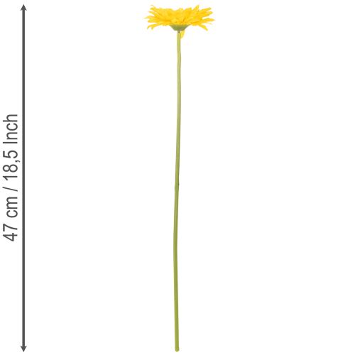 Konstgjorda gerberablommor, solgula, trädgårdsblomma, 47 cm, 6 stycken | Floristik24.se