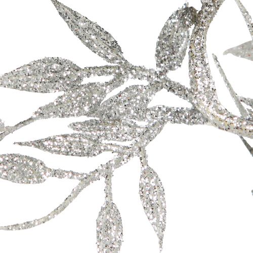 Floristik24 Konstgjord girlang silverglitter ormbunksbladsgirlang 180cm 3 st