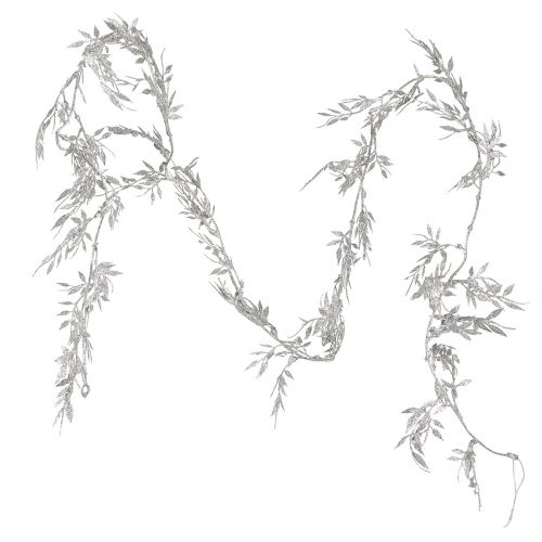 Floristik24 Konstgjord girlang silverglitter ormbunksbladsgirlang 180cm 3 st