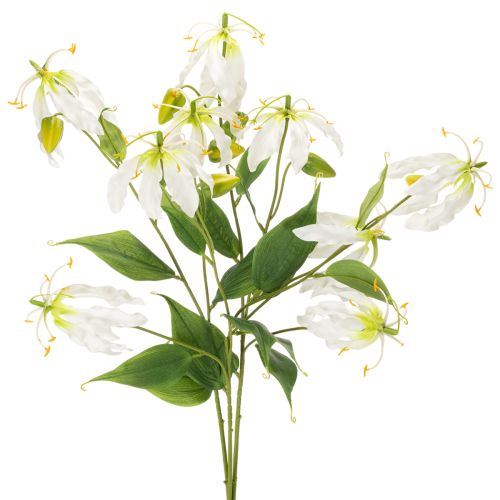 Konstgjord Gloriosa-blomma, vit och gul, elegant blommande gren för dekoration, 80 cm, 3 stycken | Floristik24.se