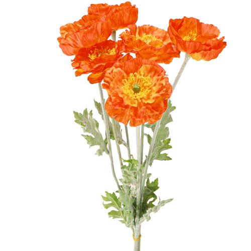 Floristik24 Konstgjorda Vallmo Sommarblommor Orange Ø7cm L78cm 3st