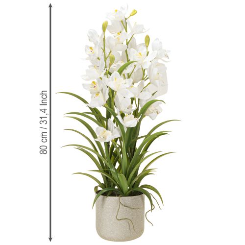 Artikel Konstgjorda orkidéer i kruka med vita blommor H80cm