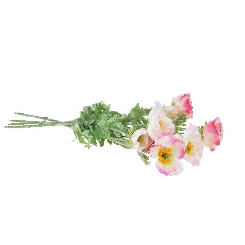 Artikel Konstgjorda vallmo Dekorativa sidenblommor Rosa 42cm 4st