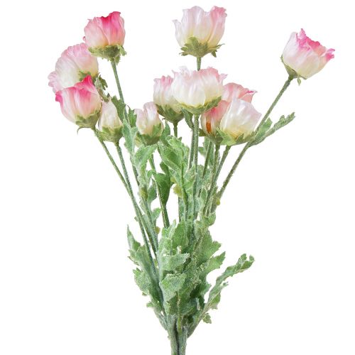 Konstgjorda vallmo Dekorativa sidenblommor Rosa 42cm 4st