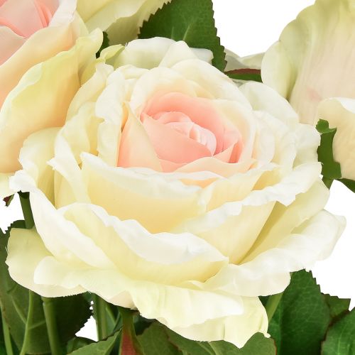 Artikel Konstgjorda Rosor Konstgjord Blombukett Rosor Krämrosa Pick 54cm