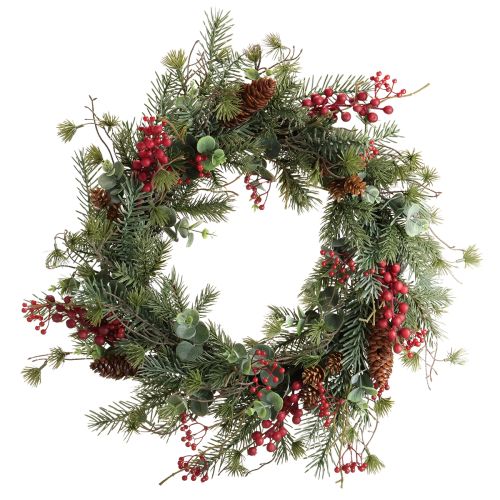 Floristik24 Konstgjord adventskrans med röda bär och dekorativ krans Ø45cm