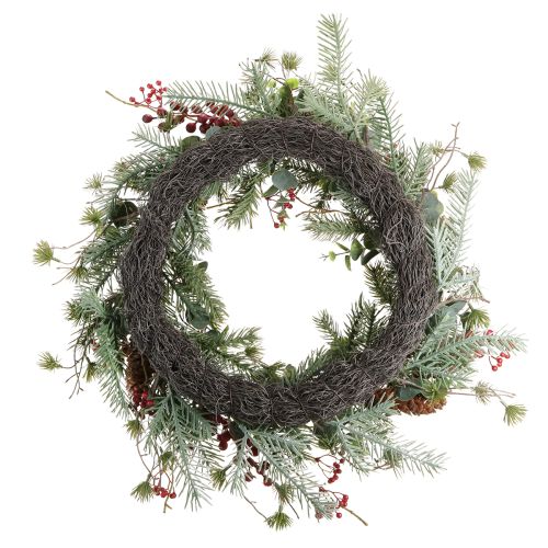 Artikel Konstgjord adventskrans med röda bär och dekorativ krans Ø45cm