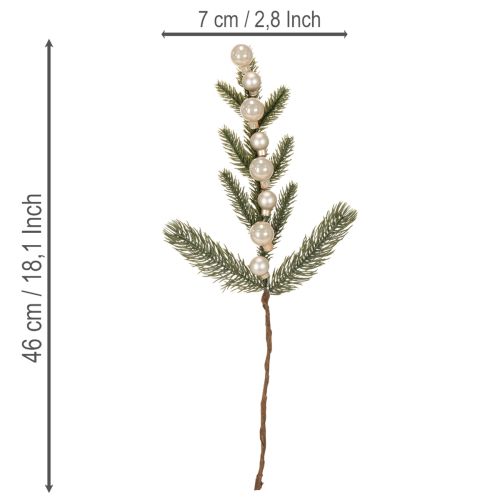 Artikel Konstgjord grangren med vita mini julgranskulor, 46 cm, 2 stycken