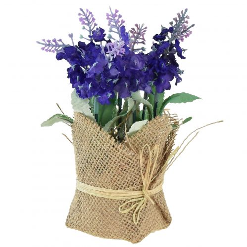 Floristik24 Konstgjord lavendel konstgjord blomma lavendel i jutepåse vit/lila/blå 17cm 5st
