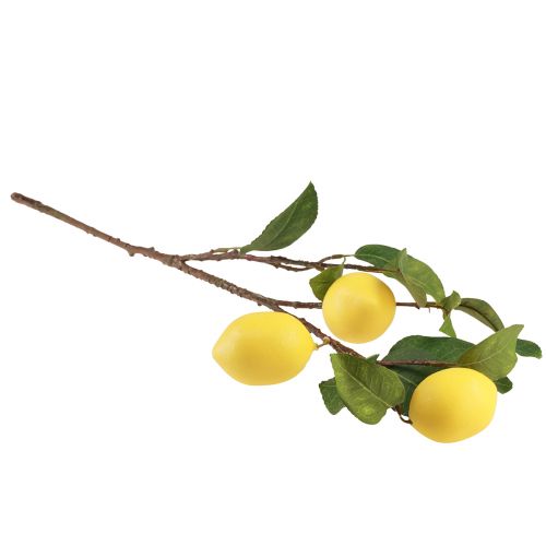 Artikel Konstgjord citrongren dekorativ gren med 3 gula citroner 65cm