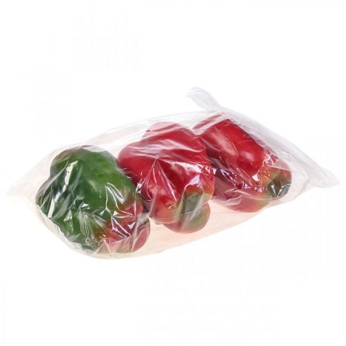 Floristik24 Konstgjorda grönsaker dekoration peppar röd grön Ø 8cm H13cm 3st