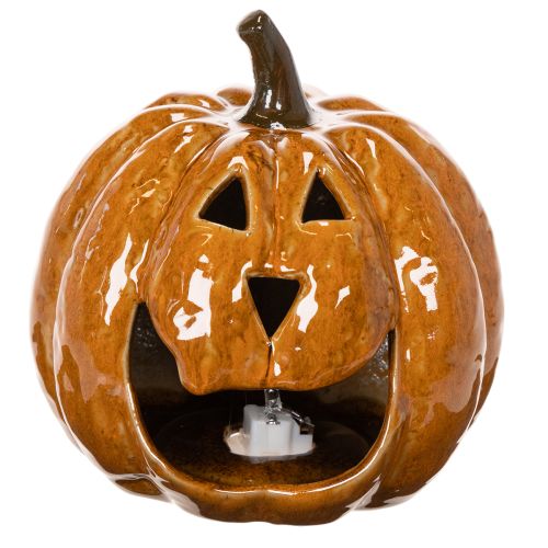 Keramisk pumpa Halloween LED-dekoration 15 cm | Floristik24.se