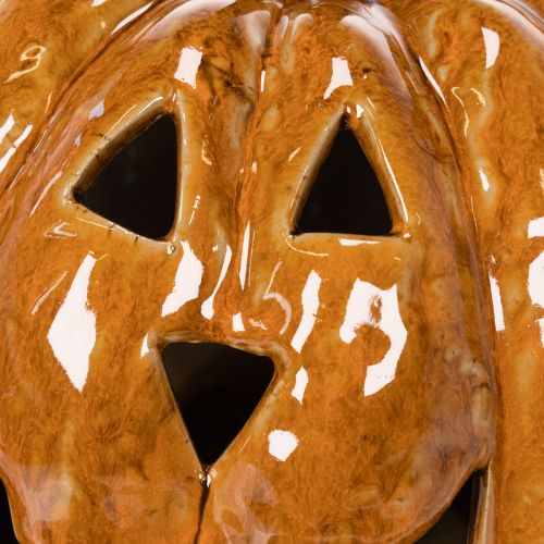 Keramisk pumpa Halloween LED-dekoration 15 cm | Floristik24.se