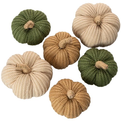 Dekorativa stickade pumpor, höstdekoration, 10 cm, 6 stycken köpa | Floristik24.se