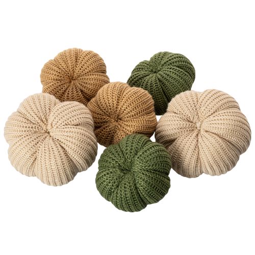 Dekorativa stickade pumpor, höstdekoration, 10 cm, 6 stycken | Floristik24.se