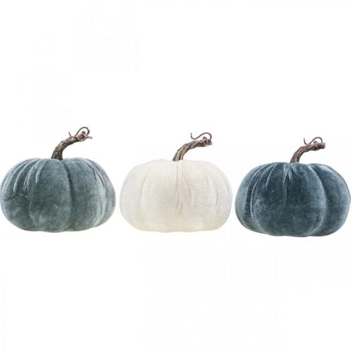 Artikel Pumpa dekoration höst beige grå flockad H11cm Ø12cm 3 st