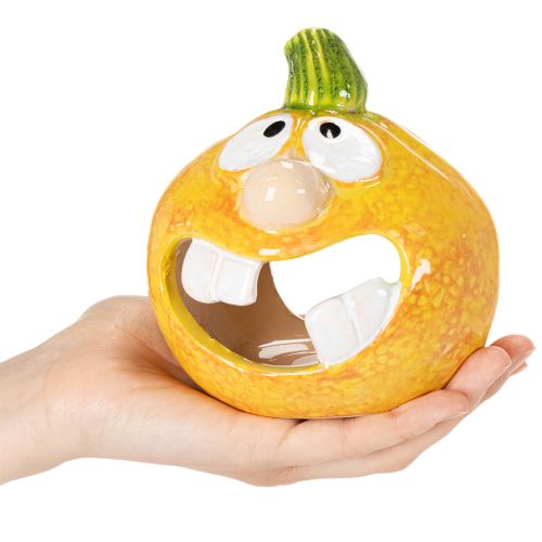 Pumpa dekorationsfigur och värmeljushållare, roligt ansikte, höstdekoration, 12 cm, 2 stycken | Floristik24.se