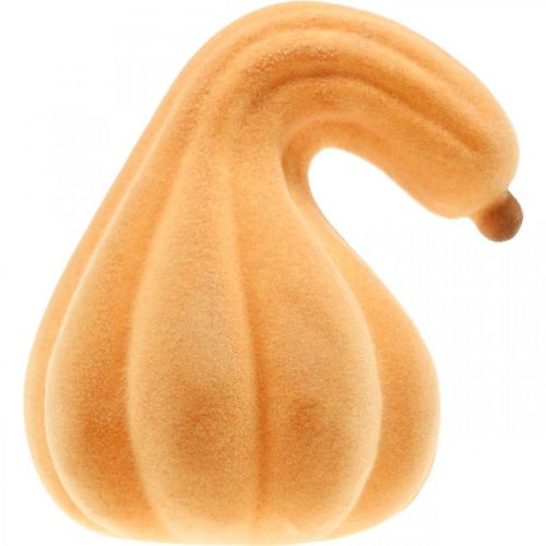 Artikel Dekorativ pumpa böjd apelsin flockade Konstgjord dekorativ pumpa 18cm