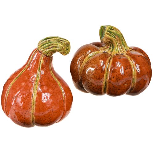 Pumpor keramik höstdekoration brun orange 10/13cm 2 st
