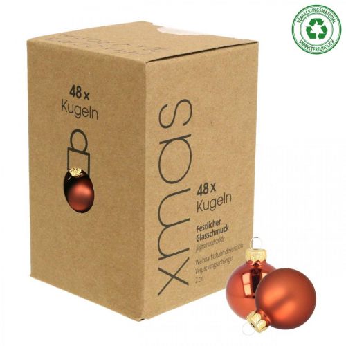 Artikel Mini julkulor glas roströd matt/blank Ø2cm 44st