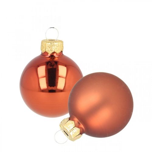 Artikel Mini julkulor glas roströd matt/blank Ø2cm 44st
