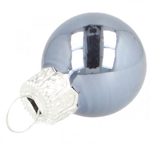 Mini julkulor glas blå matt/blank Ø2cm 44 st